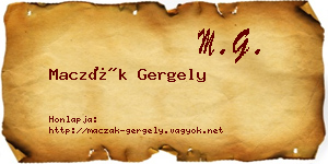 Maczák Gergely névjegykártya